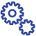 Blue and white cog icon